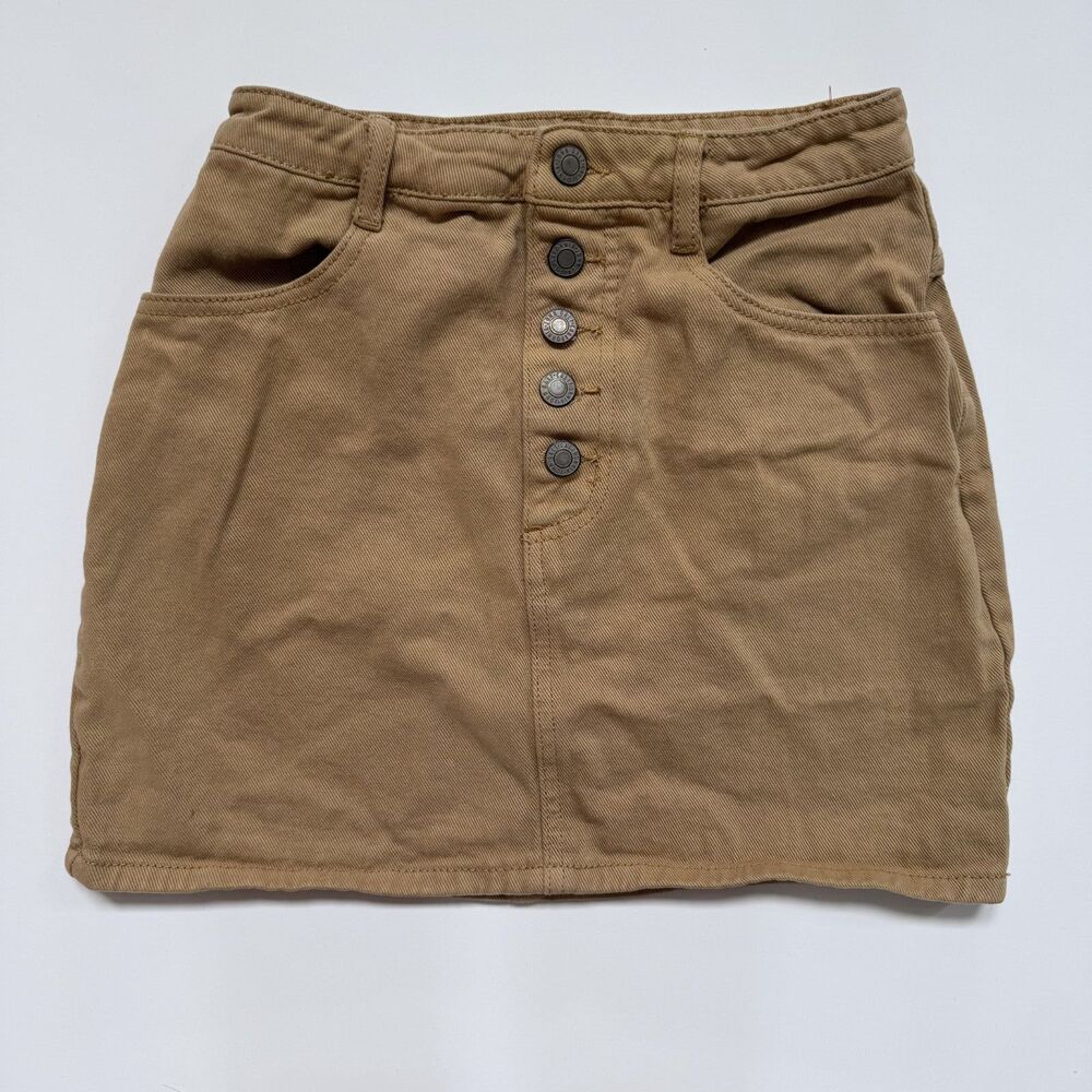 j galt women size small denim skirt beige buttonfly